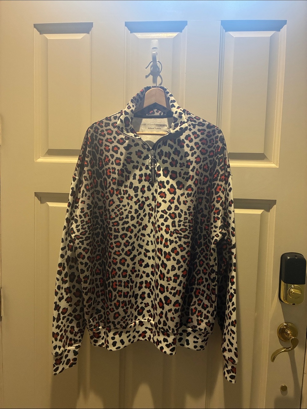 Marques’ Almeida Leopard-Print Quarter-Zip Pullover Sweatshirt XS